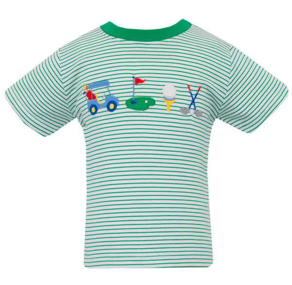 Golf Knit T-Shirt- Green Stripe