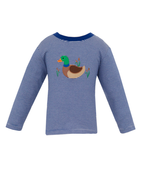Mallard Duck Knit L/S T-Shirt- Navy Stripe