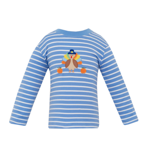 Turkey Knit Stripe LS T-Shirt- Periwinkle Blue