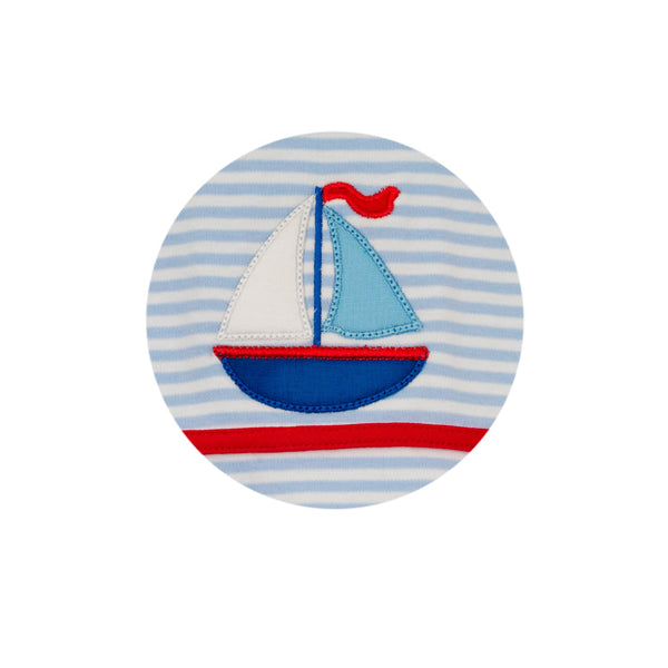 Sailboats Knit A Line Dress- Blue Stripe