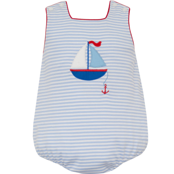 Sailboats Knit Sleeveless Sunbubble- Blue Stripe