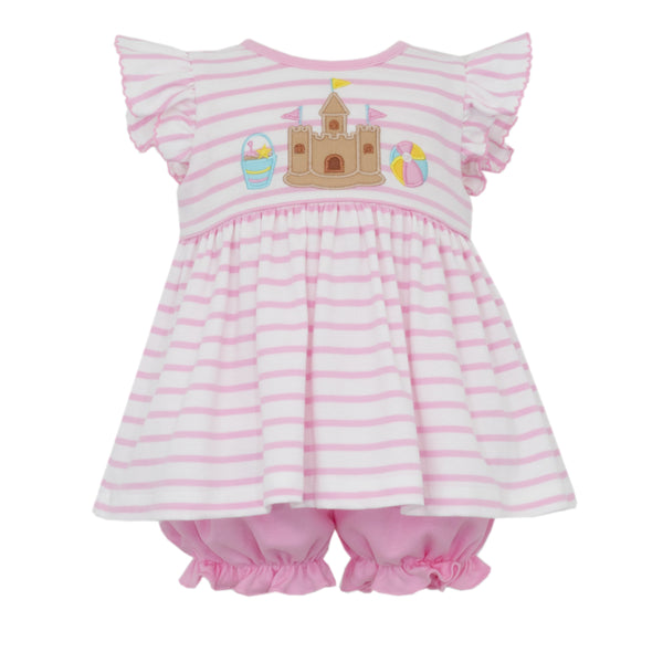 Sand Castle Knit Bloomer Set- Pink Stripe