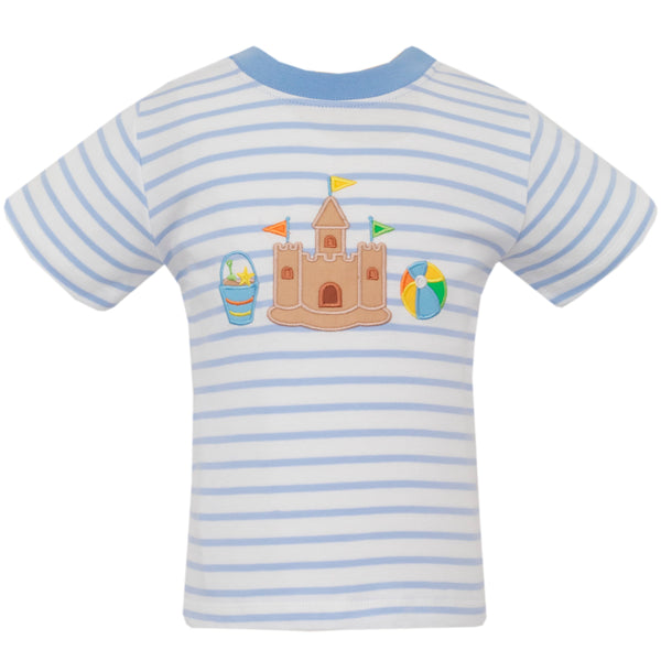 Sand Castle Knit T-Shirt- Blue Stripe