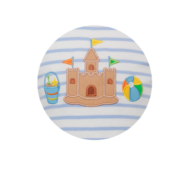 Sand Castle Knit T-Shirt- Blue Stripe