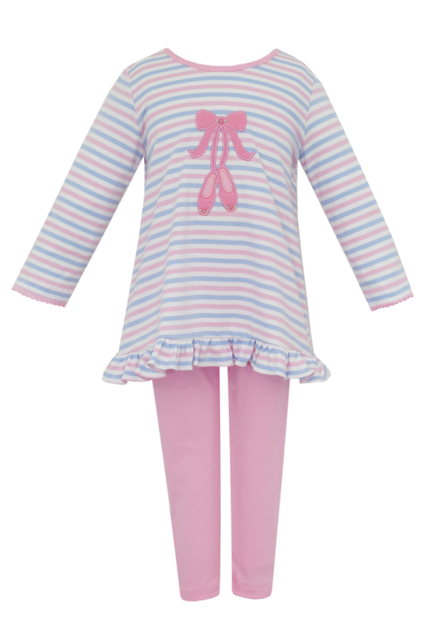 Ballet Knit Stripe LS Tunic Set- Pink & Blue