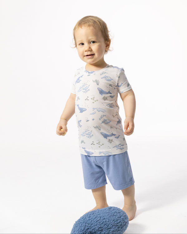 Watercolor Blue Whales Loungewear Short Set