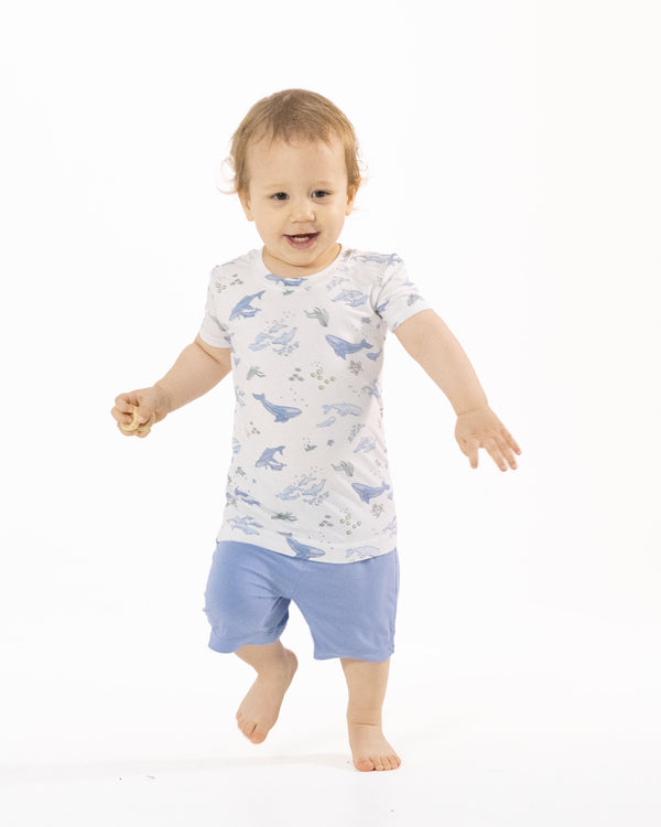 Watercolor Blue Whales Loungewear Short Set