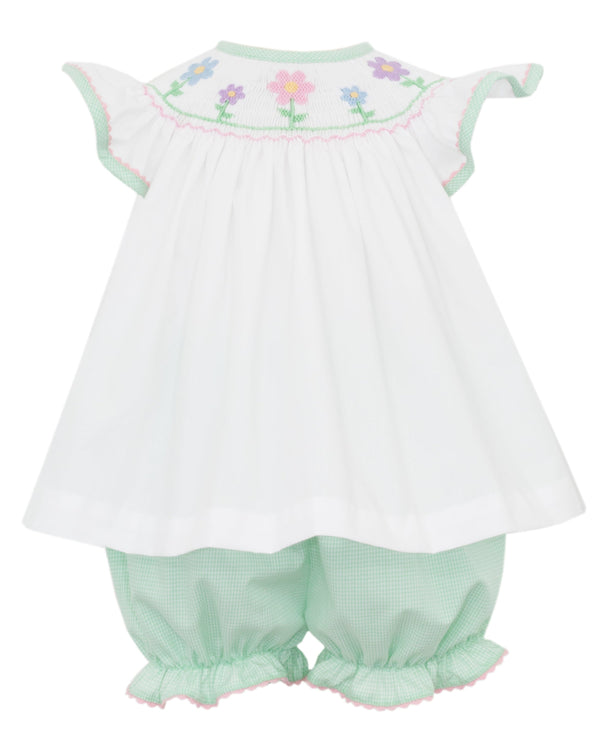 Flowers Bishop Bloomer Set- Green Gingham