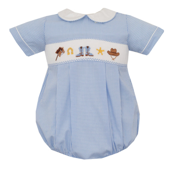 Boots, Hats & Horses Bubble- Lt. Blue Gingham