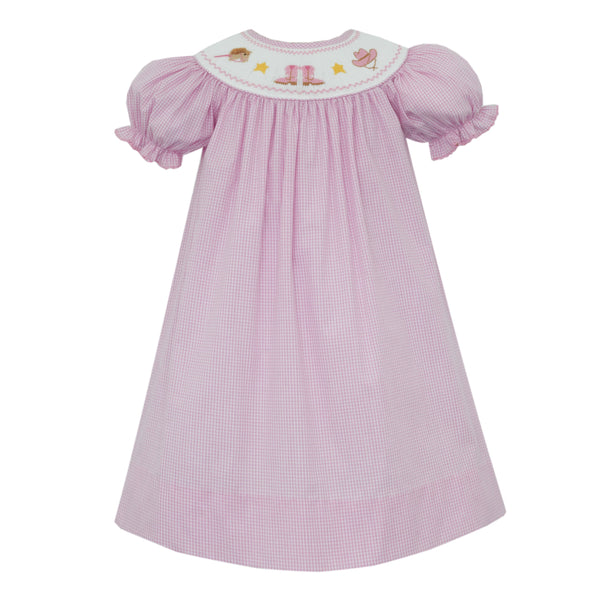 Boots, Hats & Horses Bishop- Pink Gingham