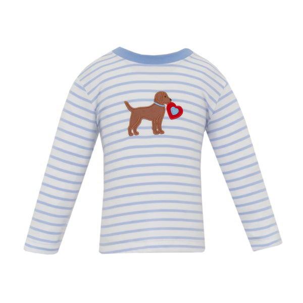 Valentine Puppy T-Shirt- Lt. Blue Stripe
