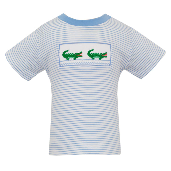 Alligator Knit T-Shirt- Blue Stripe