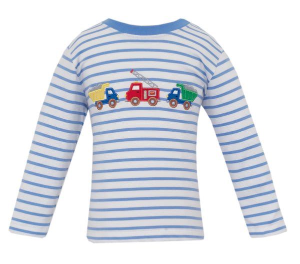 Rescue & Roadwork Trucks T-Shirt- Periwinkle Blue Stripe