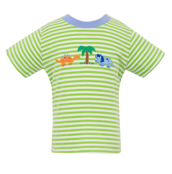 Dinosaurs Knit T-Shirt- Green Stripe