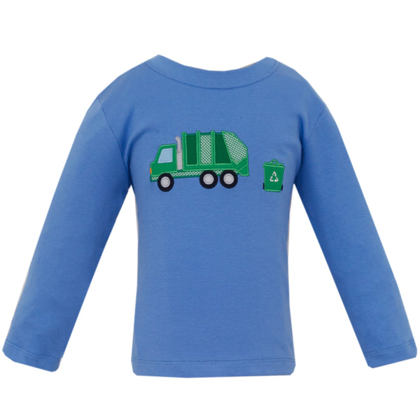 Garbage Truck Knit T-Shirt- Periwinkle Blue