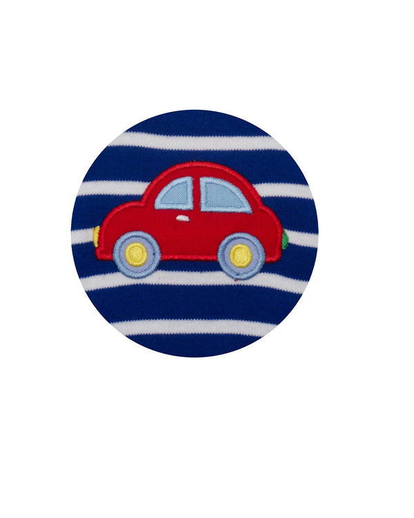 Cars L/S Romper- Royal Blue Stripe
