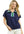 Striped Half-Zip Knit Top- Navy