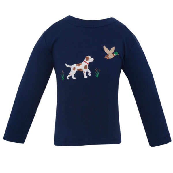 Hunting Dog Knit T-Shirt- Navy Blue