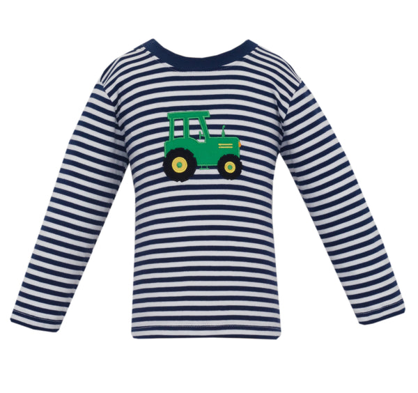 Tractor Knit LS T-Shirt- Navy Blue Stripe