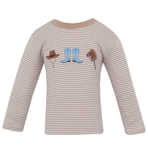Cowboy Knit T-Shirt- Khaki Stripe