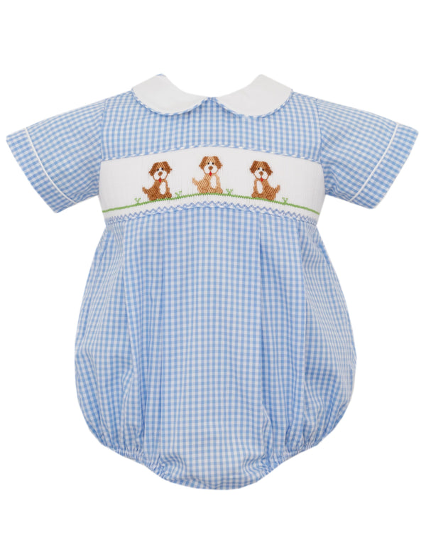 Puppies Bubble- Blue Gingham