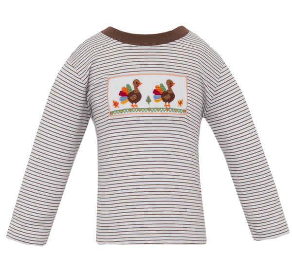 Turkey Knit L/S T-Shirt- Brown Stripe