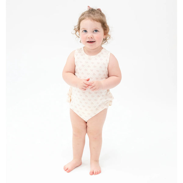 Vintage Mini Bows Ruffle Tank Bubble- Pink
