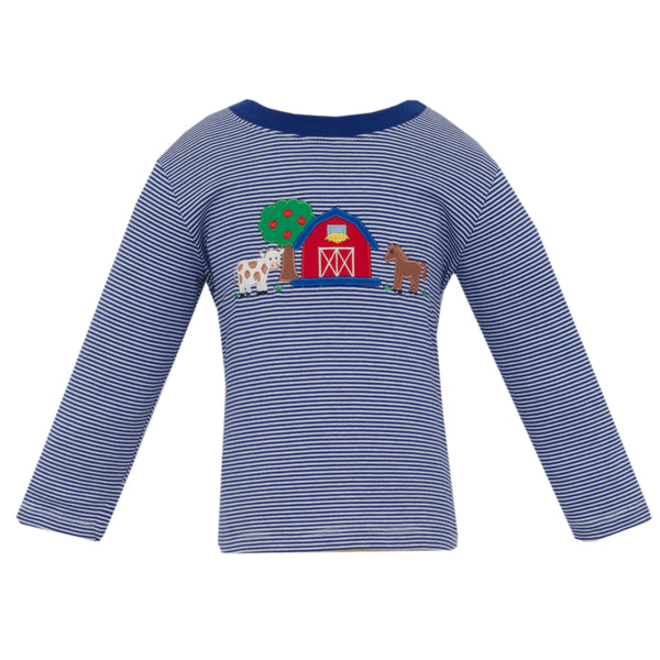Farm Knit T-Shirt- Navy Blue Stripe
