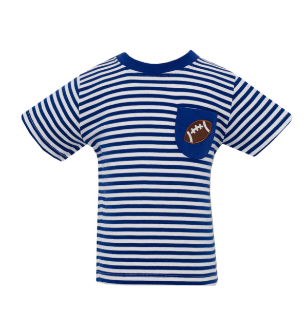 Football Pocket Applique T-Shirt- Royal