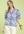 Floral Ruffle Trim Puff Sleeve Blouse- Blue Mix