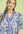 Floral Ruffle Trim Puff Sleeve Blouse- Blue Mix