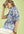 Floral Ruffle Trim Puff Sleeve Blouse- Blue Mix