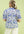 Floral Ruffle Trim Puff Sleeve Blouse- Blue Mix
