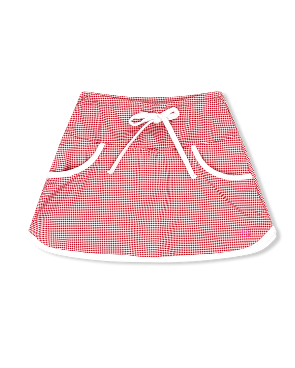 Tiffany Tennis Skort- Candy Apple Red Mingingham, Pure Coconut