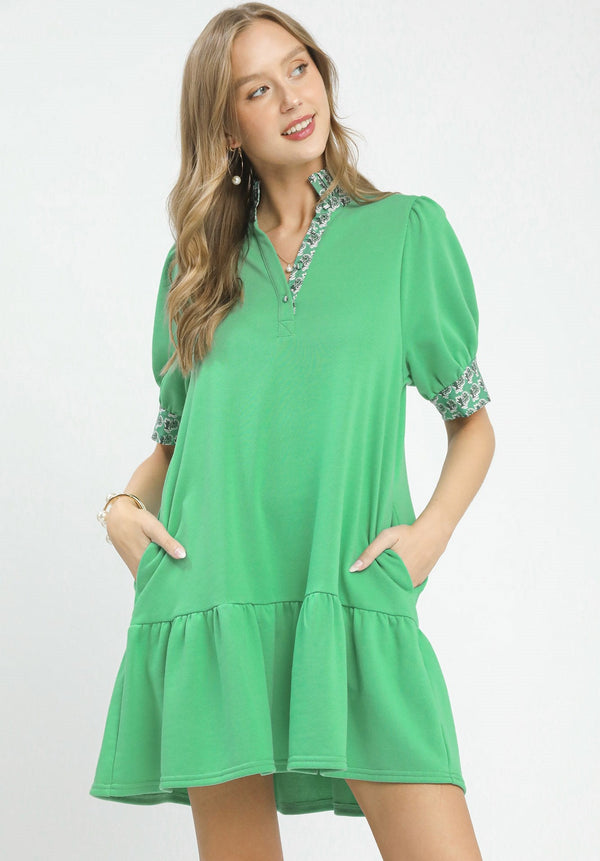 French Terry Dress- Mint