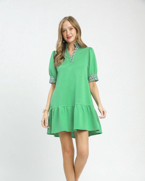 French Terry Dress- Mint