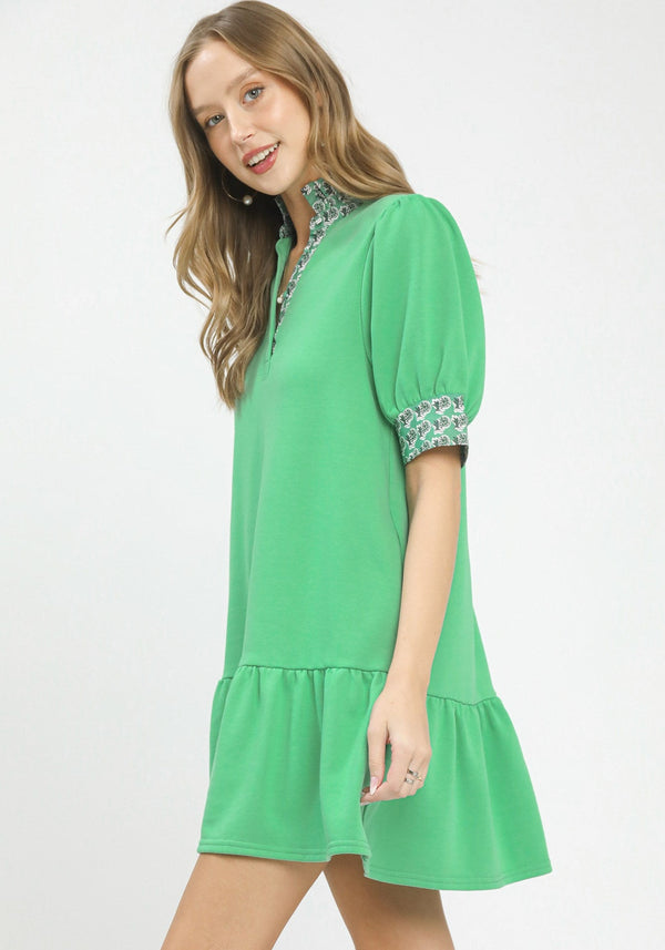 French Terry Dress- Mint