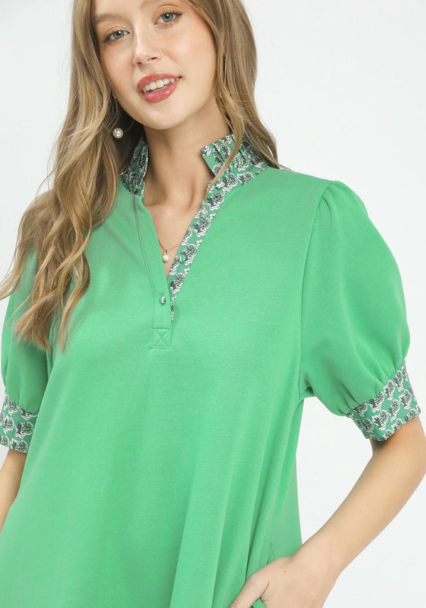 French Terry Dress- Mint
