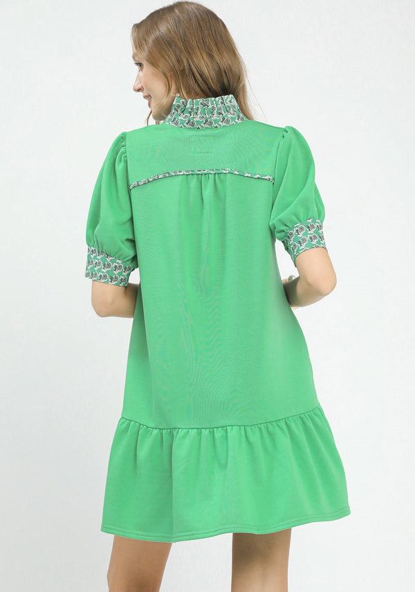French Terry Dress- Mint