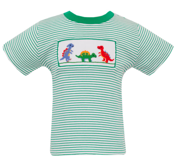 Dinosaurs Knit T-Shirt- Green Stripe