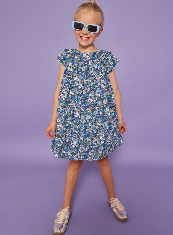 Charlotte Dress- Brookline Blossoms Blue