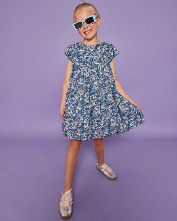 Charlotte Dress- Brookline Blossoms Blue