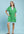 Printed Split Neck Shift Dress- Green Mix