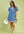 Printed Split Neck Shift Dress- Ocean Mix