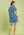Printed Split Neck Shift Dress- Ocean Mix