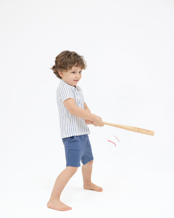 Baseball Stripe Polo Short Set