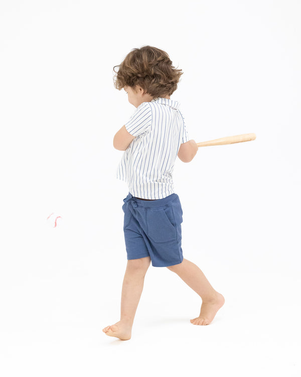 Baseball Stripe Polo Short Set