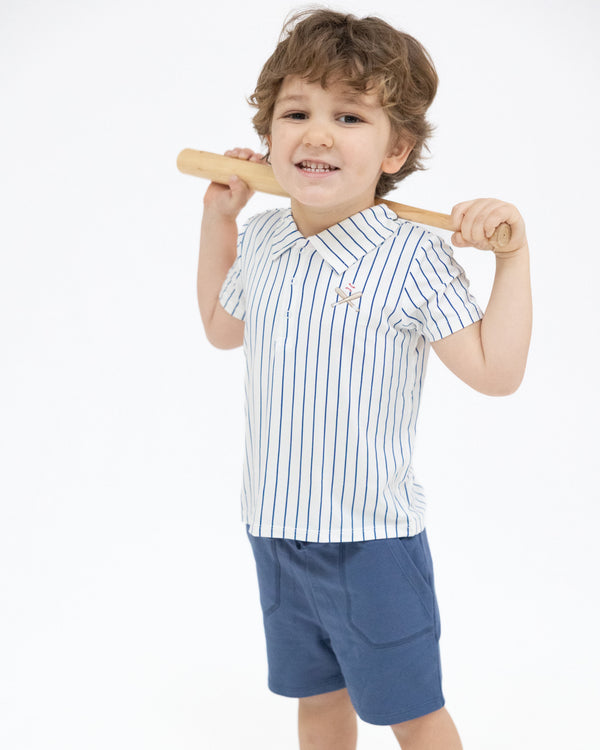 Baseball Stripe Polo Short Set