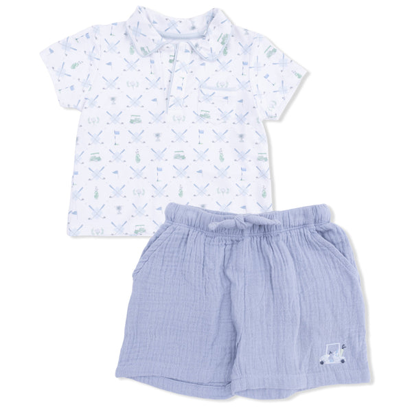 Golf Trellis Blue Polo Short Set