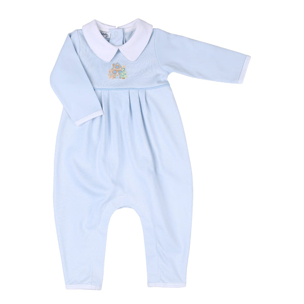 Sweet Gingerbread Embroidered Collared Playsuit Light Blue